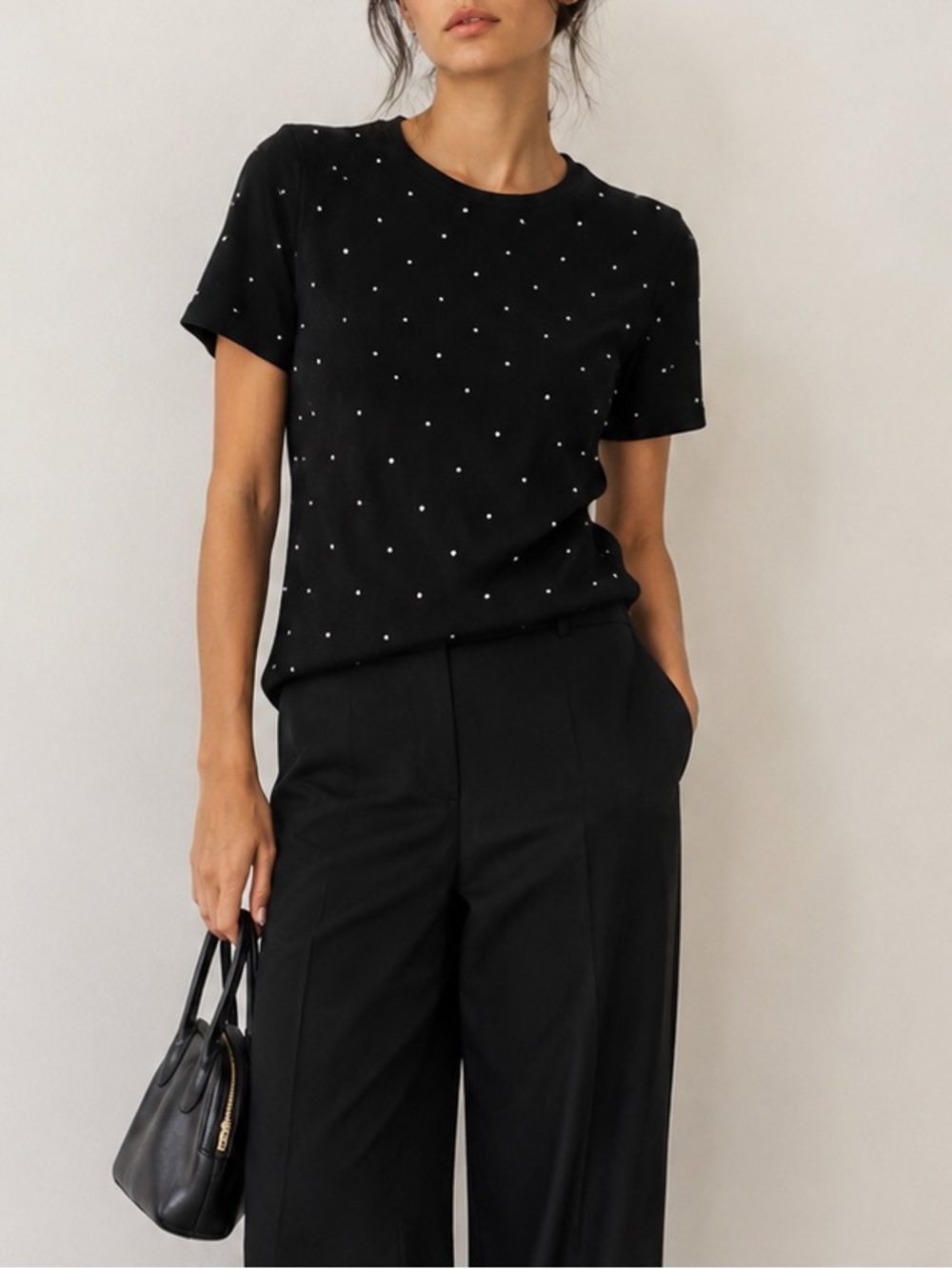 Zara stud embellished black top